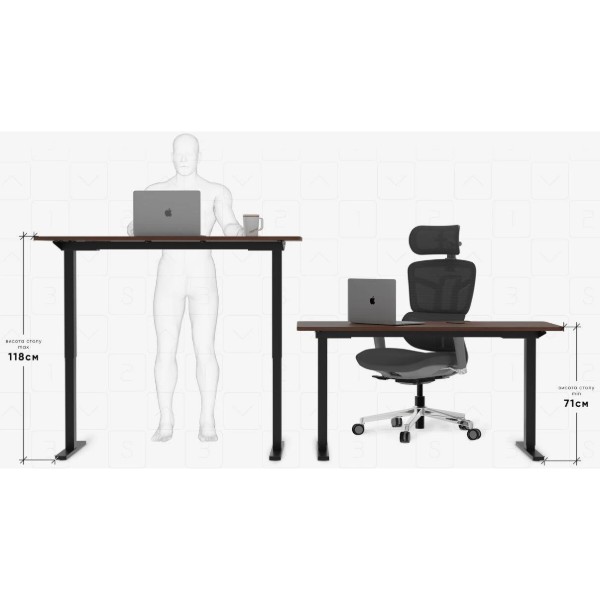 Фото - Стіл з електрорегулюванням висоти Mealux PowerDesk Duo Walnut (EVO-242 Duo Walnut /B)